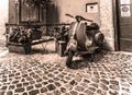 Vespa parked in a picturesque corner