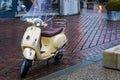 Vespa scooter parked in the city streets, popular urban transport, well known brand from italy, Alphen aan den rijn, 12 februari,