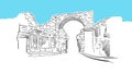 Vespasian Gate, Side Turkey Lineart Vector Sketch Royalty Free Stock Photo