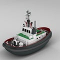 Vessel with additional equipment such as oars and a motor attached to it, 3D rendered