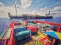 Vessel delivery cargo to FPSO at sea