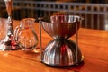 Vessel metal spittoon hourglass decanter with water wine tasting set