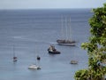 Vessels anchored in admiralty bay on bequia Royalty Free Stock Photo