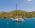 Vessels anchored at admiralty bay, bequia Royalty Free Stock Photo