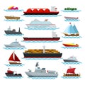 Vessels in ocean nautical set