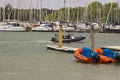 Vessels on their moorings at the harbour and marina on the river Hamble at Warsash on the South Coast of England Royalty Free Stock Photo