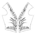 Vest is embroidered, vintage engraving