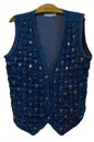 Vest jean weave with silver brooch /isolated