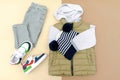 Vest,jumper,hooded sweatshirt,knitted hat,jeans pants with sneakers.Set of baby children's clothes,clothing