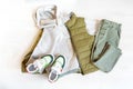 Vest,jumper and jeans pants with sneakers. Set of baby children's clothes,clothing and accessories for spring