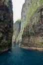 Vestmanna cliffs corridor view in Faroe Islands Royalty Free Stock Photo