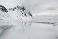 Vestrahorn mountains with reflection in the ocean, Stokksnes Peninsula, Iceland Royalty Free Stock Photo