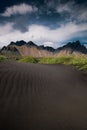 Vestrahorn Stockknes mountain range ,Batman Mountain ,Iceland Summer.