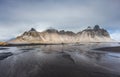 Vesturhorn Mountain and black sand dunes, Iceland Royalty Free Stock Photo