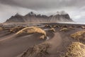 Vesturhorn Mountain and black sand dunes, Iceland Royalty Free Stock Photo