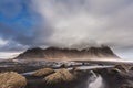 Vesturhorn Mountain and black sand dunes, Iceland Royalty Free Stock Photo