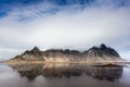 Vesturhorn Mountain and black sand dunes, Iceland Royalty Free Stock Photo