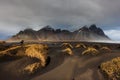 Vesturhorn Mountain and black sand dunes, Iceland Royalty Free Stock Photo