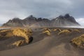 Vesturhorn Mountain and black sand dunes, Iceland Royalty Free Stock Photo