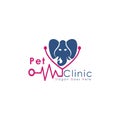 Vet animals logo. Stethoscope and animal icon vector design. Vet clinic logo template.