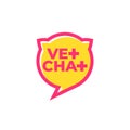 Vet chat icon. Veterinary Doctor online logo. Speech bubble with ears like silhouette of cat.