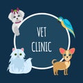 Vet Clinic Lettering Vector Poster Color Template