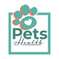 Pets health isolated icon vet clinic dog or cat paw