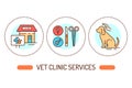 Vet clinic services outline concept. Animal care line color icons. Pictograms for web page, mobile app, promo Royalty Free Stock Photo