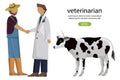 Vet doctor and farmer shaking hands Vector. Medicine poster project layout templates