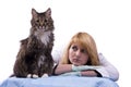 Vet feels sadness and look homeless cat Royalty Free Stock Photo