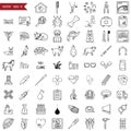 Vet icons, big set, flat style vector Royalty Free Stock Photo