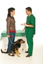 Vet man explaining owner treatment Royalty Free Stock Photo