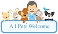 Vet and pets holding sign Royalty Free Stock Photo