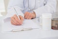 Vet writing on clipboard the prescriptions Royalty Free Stock Photo