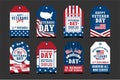 Veteran day badge label design collection