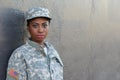 Veteran Female African American Soldier with Neutral Expression and Copy Space Royalty Free Stock Photo