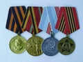 Veteran`s awards: four madals on a white background