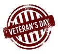 Veteran's Day - red round grunge button, stamp