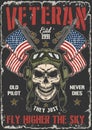 Veteran skull colorful flyer vintage