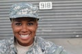 Veteran Soldier smiling and laughing. African American Woman in the military Royalty Free Stock Photo