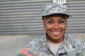 Veteran Soldier smiling and laughing. African American Woman in the military Royalty Free Stock Photo