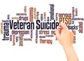 Veteran Suicide word cloud hand writing concept