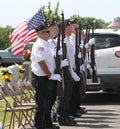 Veterans at attention, Sallisaw City Cemetery, Memorial Day, May 29, 2017 Royalty Free Stock Photo