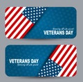 Veterans Day banner or rounded corners cards set. Honoring all who served. American flag cover. USA National holiday design concep Royalty Free Stock Photo
