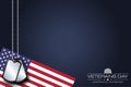 Veterans day celebration background vector image illustration with the American flag and military dog tags with copy space area. Royalty Free Stock Photo