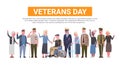 Veterans Day Celebration National American Holiday Banner With Group Of Retired Military People