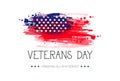 Veterans Day Celebration National American Holiday Banner Over Usa Flag Background Royalty Free Stock Photo
