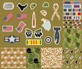 Veterans day Collection of Military Symbols and Seamless Camouflage Patterns