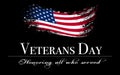 Veterans day cover with flag on black background