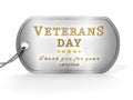 Veterans Day dogtag isolated on white background. 3D illustration